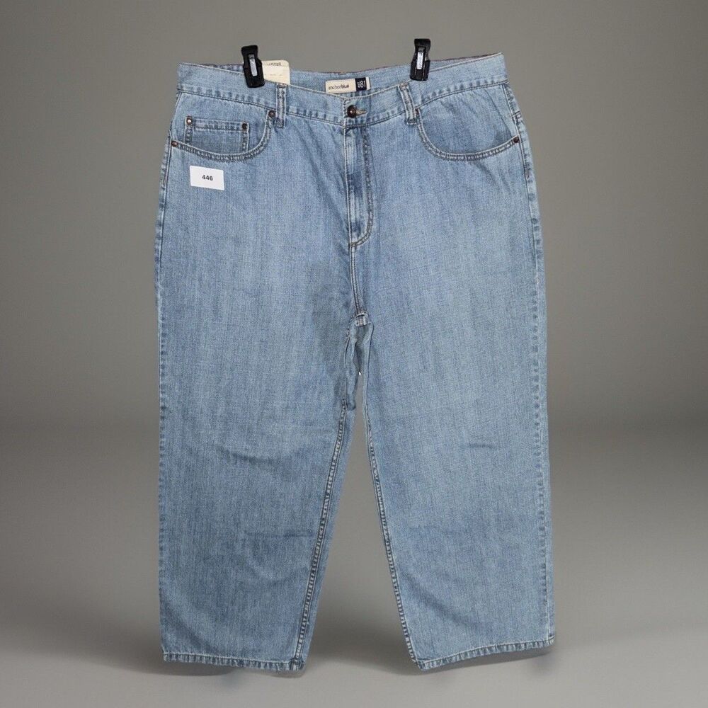 Anchor Blue Baggy Jeans 40x30 NWT Vintage Wide Leg Skater Hip Hop Light Wash